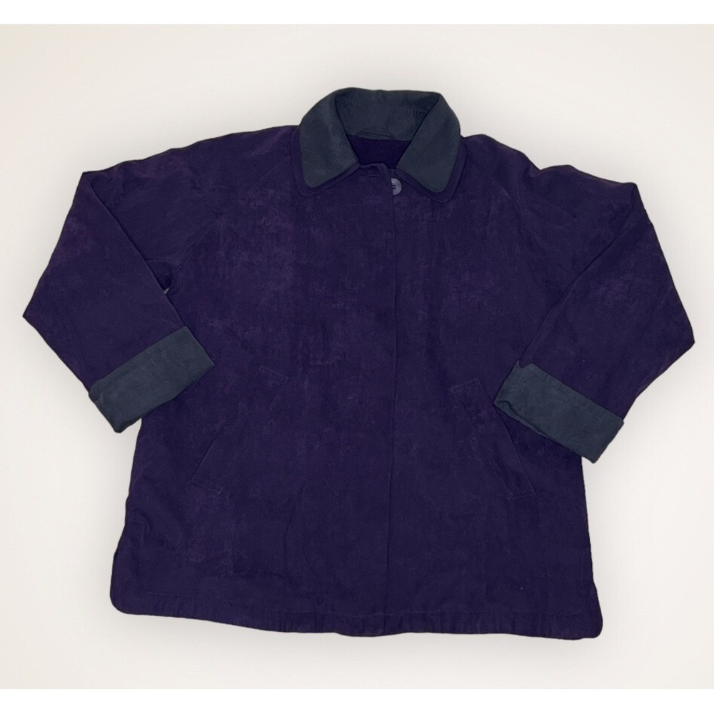 LONDON FOG Jacket Suede Feel‎ Womens Small Petite Purple Fall Plum